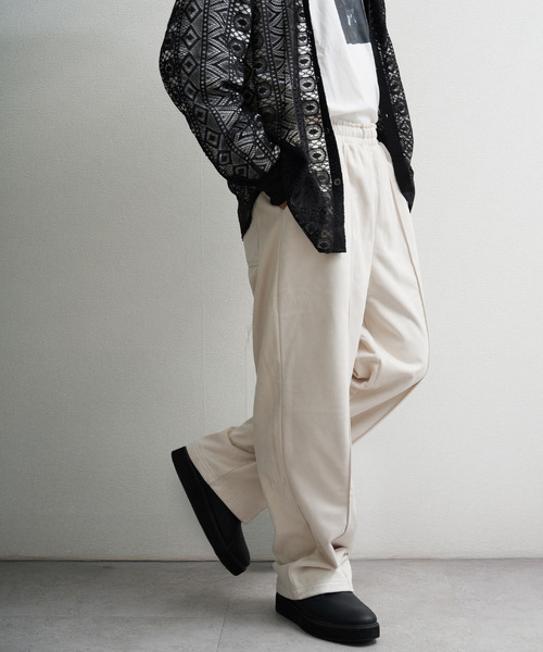 NILWAY（ニルウェイ）の「裏起毛カットスエード イージーワイドスラックス（スウェットパンツ・メンズ・ブラウン/アイボリー/チャコールグレー/ネイビー系・MEDIUM/LARGE）」の10枚目の写真