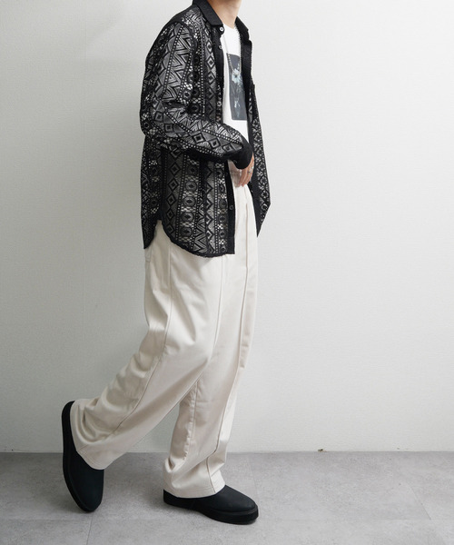 NILWAY（ニルウェイ）の「裏起毛カットスエード イージーワイドスラックス（スウェットパンツ・メンズ・ブラウン/アイボリー/チャコールグレー/ネイビー系・MEDIUM/LARGE）」の11枚目の写真