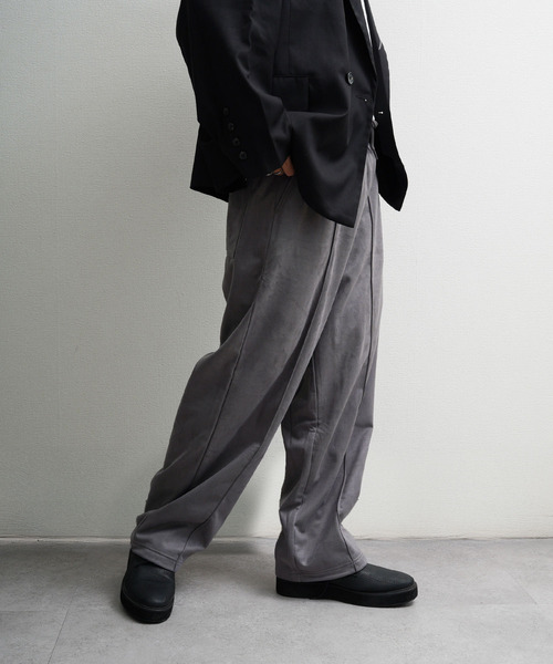 NILWAY（ニルウェイ）の「裏起毛カットスエード イージーワイドスラックス（スウェットパンツ・メンズ・ブラウン/アイボリー/チャコールグレー/ネイビー系・MEDIUM/LARGE）」の12枚目の写真