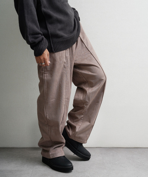 NILWAY（ニルウェイ）の「裏起毛カットスエード イージーワイドスラックス（スウェットパンツ・メンズ・ブラウン/アイボリー/チャコールグレー/ネイビー系・MEDIUM/LARGE）」の15枚目の写真