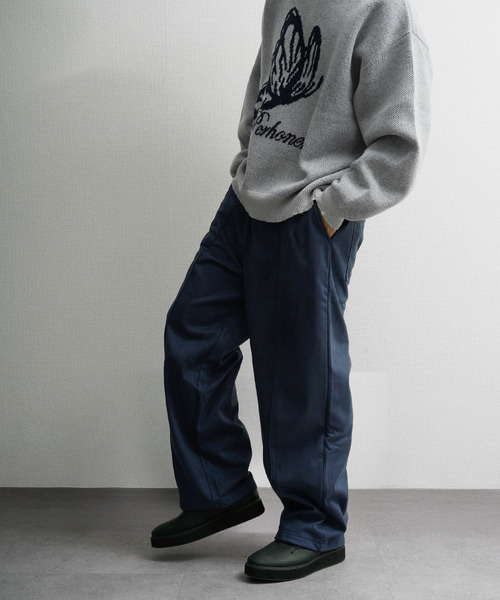 NILWAY（ニルウェイ）の「裏起毛カットスエード イージーワイドスラックス（スウェットパンツ・メンズ・ブラウン/アイボリー/チャコールグレー/ネイビー系・MEDIUM/LARGE）」の6枚目の写真