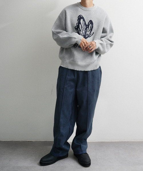 NILWAY（ニルウェイ）の「裏起毛カットスエード イージーワイドスラックス（スウェットパンツ・メンズ・ブラウン/アイボリー/チャコールグレー/ネイビー系・MEDIUM/LARGE）」の7枚目の写真