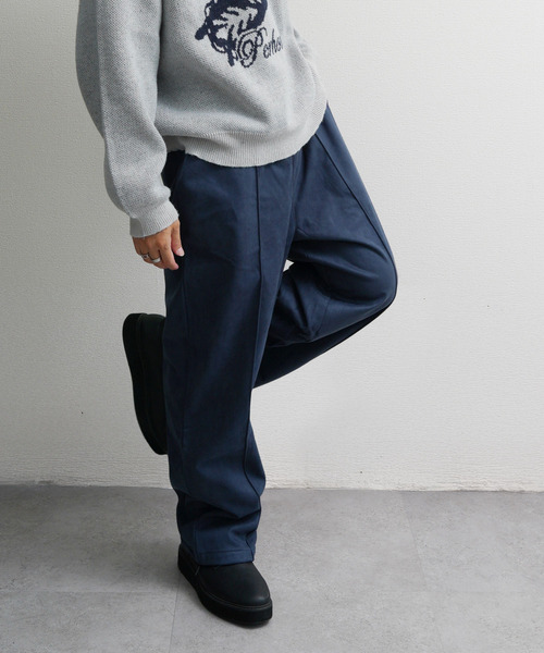 セール】裏起毛カットスエード イージーワイドスラックス（スウェット