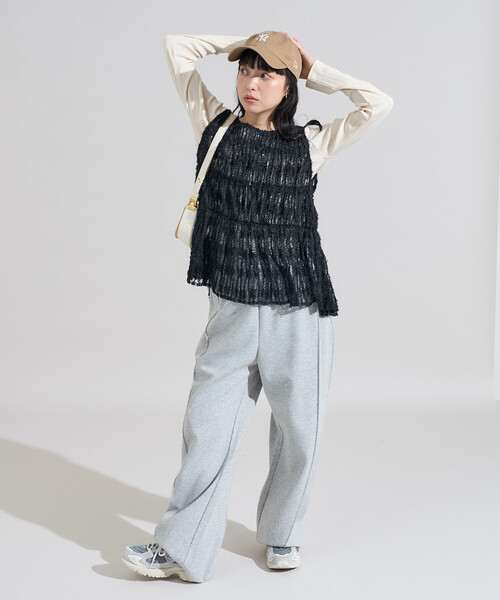 FREAK'S STORE（フリークスストア）の「2WAY フェザーフリンジベスト（ベスト・レディース・オフホワイト/ブラック・ﾌﾘ-）」の6枚目の写真