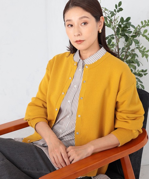 GALLORIA（ギャローリア）の「ドットボタンクルーカーディガン（カーディガン/ボレロ・レディース・ネイビー/マスタード/グレー・M/L/LL/S）」の3枚目の写真