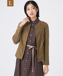 【L】【ウォッシャブル】ストレッチスエードコンビジャケット