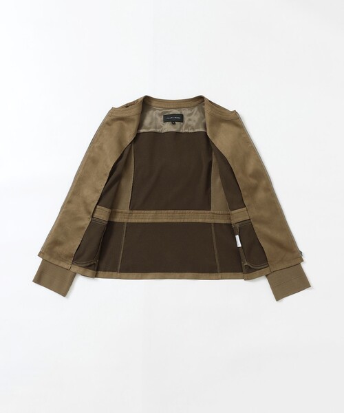 TRANS WORK(トランスワーク)の「【L】【ウォッシャブル】ストレッチスエードコンビジャケット(ノーカラージャケット・レディース・ブルー/ネイビー/ピンク系その他2/ブラウン・44/46)」の13枚目の写真