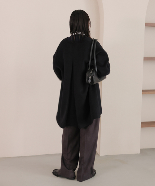 スーパー140ビーバーノーカラーミドルコート（ノーカラーコート