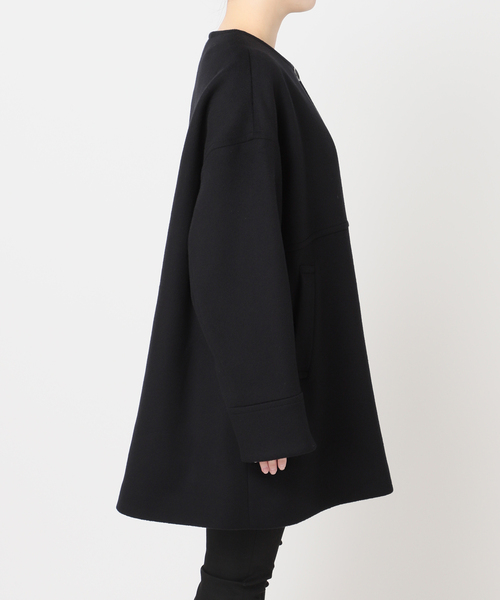 美品＊ジャーナルスタンダード スーパー140ビーバーノーカラーコート 黒 ロング 追加2》スーパー140ビーバーノーカラーコート（ノーカラーコート