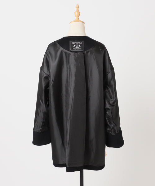 スーパー140ビーバーノーカラーミドルコート（ノーカラーコート