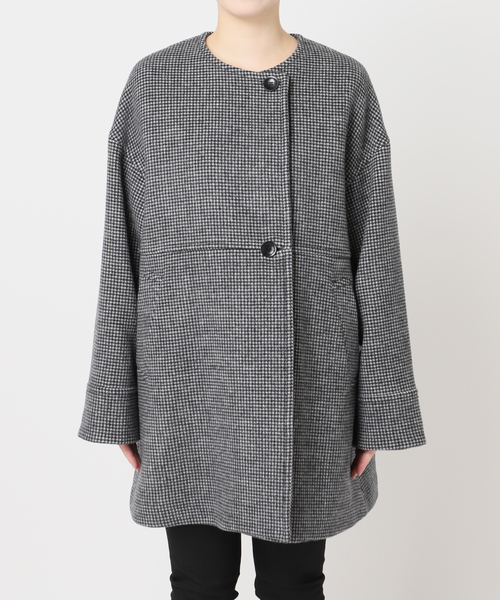 スーパー140ビーバーノーカラーミドルコート（ノーカラーコート