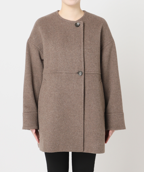 JOURNAL STANDARD(ジャーナルスタンダード)の「スーパー140ビーバーノーカラーミドルコート(ノーカラーコート・レディース・グリーン/ブラウン/ブラック/ブラックミックス・36/38)」の14枚目の写真