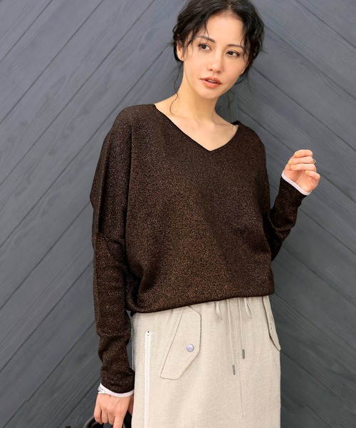 Jines(ジネス)の「ラメ糸前後2wayドルマンニット(ニット/セーター・レディース・オフホワイト/ブラウン/ピンク/ベージュ・38)」の17枚目の写真