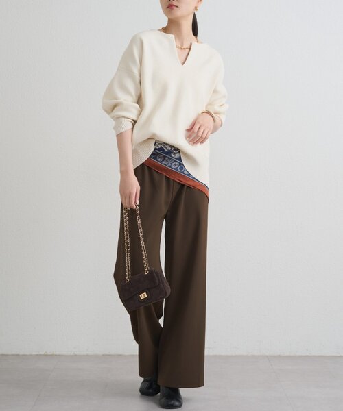 LOUNGEDRESS（ラウンジドレス）の「【@_shirabe.s_コラボ】スウェットライクスキッパーニット（ニット/セーター・レディース・アイボリー/ブラック/ブラウン/ライトベージュ・FREE）」の5枚目の写真