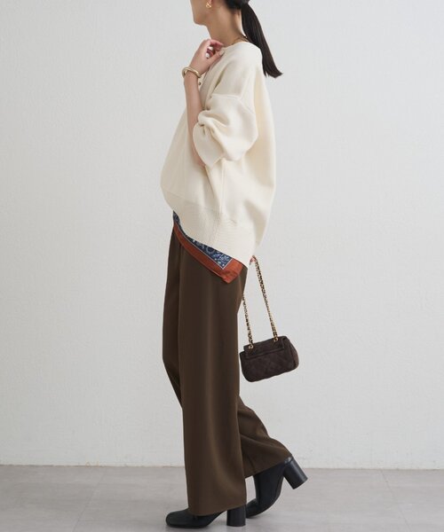 LOUNGEDRESS（ラウンジドレス）の「【@_shirabe.s_コラボ】スウェットライクスキッパーニット（ニット/セーター・レディース・アイボリー/ブラック/ブラウン/ライトベージュ・FREE）」の6枚目の写真