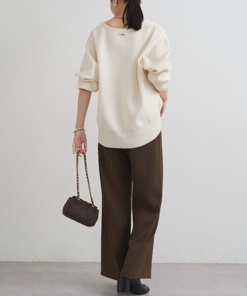 LOUNGEDRESS（ラウンジドレス）の「【@_shirabe.s_コラボ】スウェットライクスキッパーニット（ニット/セーター・レディース・アイボリー/ブラック/ブラウン/ライトベージュ・FREE）」の7枚目の写真