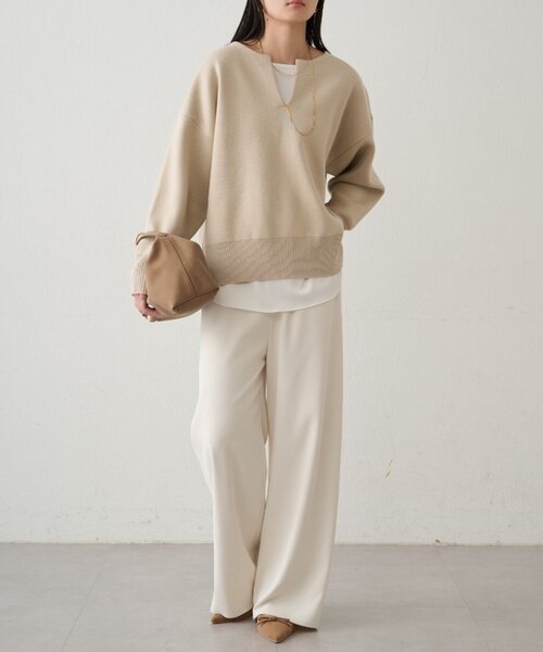 shirabe.s_コラボ】スウェットライクスキッパーニット（ニット