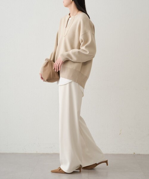 shirabe.s_コラボ】スウェットライクスキッパーニット（ニット