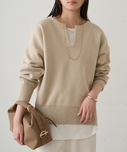 shirabe.s_コラボ】スウェットライクスキッパーニット（ニット