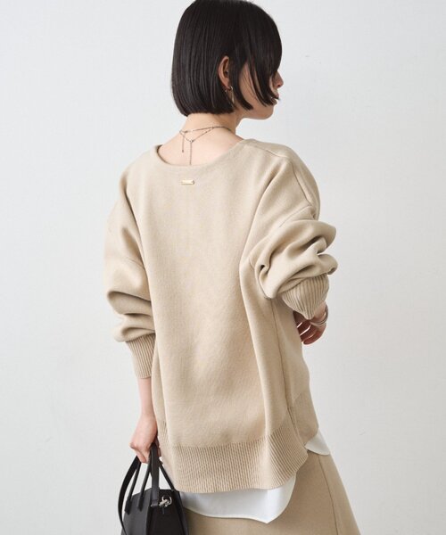 ラウンジドレス　スウェットライクスキッパーニット　ブラウン Loungedress（ラウンジドレス） ニット セーター 「@_shirabe.s_コラボ