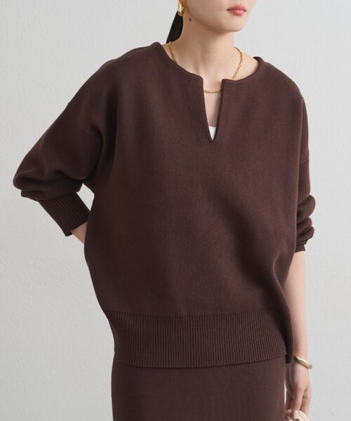 shirabe.s_コラボ】スウェットライクスキッパーニット（ニット