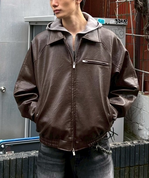 Chikashitsu + チカシツプラスハイネックノンレザーボンバージャケット 楽天市場】正規品【 Chikashitsu + leather bomber jacket