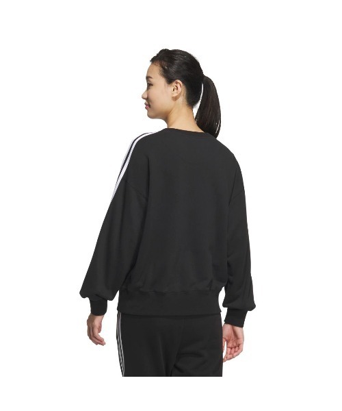 adidas(アディダス)の「アディダス adidas エッセンシャルズ プラス スリーストライプス フレンチテリー クルーネックスウェット(スウェット・レディース・ブラック・S/M/L/XL)」の2枚目の写真