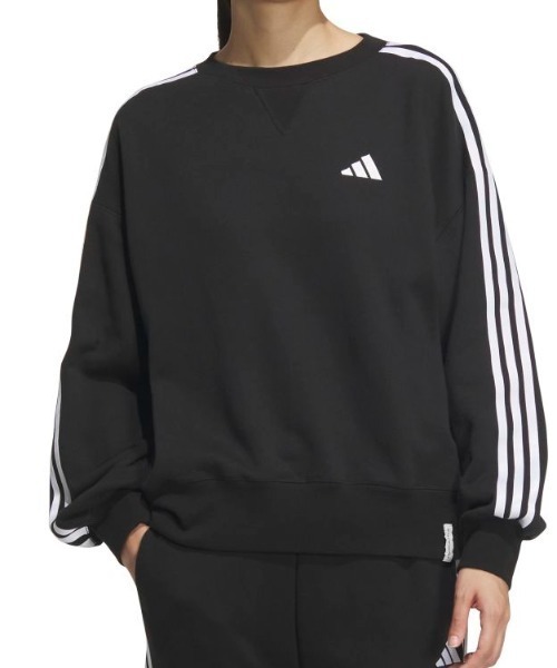 adidas(アディダス)の「アディダス adidas エッセンシャルズ プラス スリーストライプス フレンチテリー クルーネックスウェット(スウェット・レディース・ブラック・S/M/L/XL)」の6枚目の写真