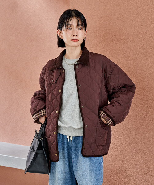 FREAK'S STORE（フリークスストア）の「PRIMALOFT ダイヤキルト 襟付きミドルコート/プリマロフト ジャケット（ブルゾン・レディース・ブラウン/オリーブ/ブラック・ﾌﾘ-）」の7枚目の写真