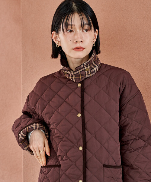 FREAK'S STORE（フリークスストア）の「PRIMALOFT ダイヤキルト 襟付きミドルコート/プリマロフト ジャケット（ブルゾン・レディース・ブラウン/オリーブ/ブラック・ﾌﾘ-）」の16枚目の写真