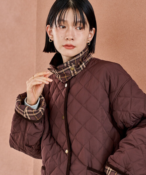 FREAK'S STORE（フリークスストア）の「PRIMALOFT ダイヤキルト 襟付きミドルコート/プリマロフト ジャケット（ブルゾン・レディース・ブラウン/オリーブ/ブラック・ﾌﾘ-）」の18枚目の写真
