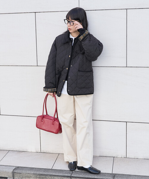 FREAK'S STORE（フリークスストア）の「PRIMALOFT ダイヤキルト 襟付きミドルコート/プリマロフト ジャケット（ブルゾン・レディース・ブラウン/オリーブ/ブラック・ﾌﾘ-）」の19枚目の写真