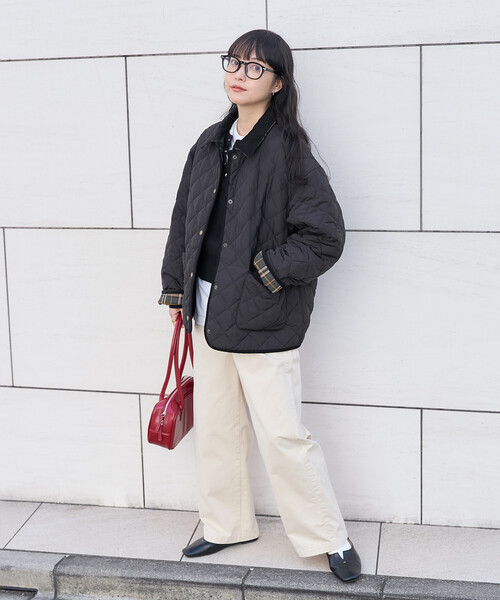 FREAK'S STORE（フリークスストア）の「PRIMALOFT ダイヤキルト 襟付きミドルコート/プリマロフト ジャケット（ブルゾン・レディース・ブラウン/オリーブ/ブラック・ﾌﾘ-）」の15枚目の写真