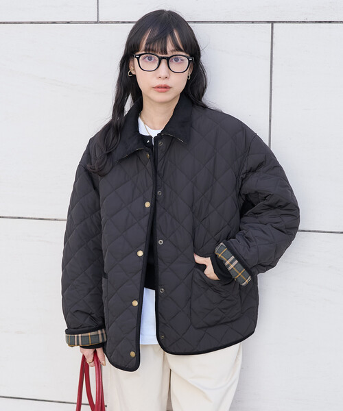 FREAK'S STORE（フリークスストア）の「PRIMALOFT ダイヤキルト 襟付きミドルコート/プリマロフト ジャケット（ブルゾン・レディース・ブラウン/オリーブ/ブラック・ﾌﾘ-）」の12枚目の写真