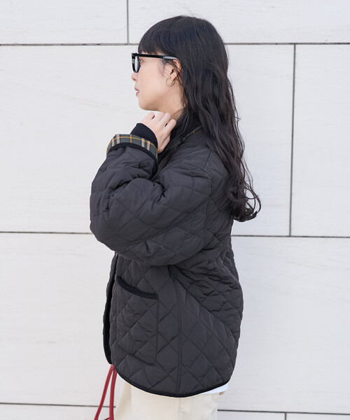 FREAK'S STORE（フリークスストア）の「PRIMALOFT ダイヤキルト 襟付きミドルコート/プリマロフト ジャケット（ブルゾン・レディース・ブラウン/オリーブ/ブラック・ﾌﾘ-）」の9枚目の写真