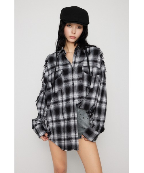 LAGUA GEM（ラグアジェム）の「CRASH CHECK シャツ（シャツ/ブラウス・レディース・ブラック/ブラウン・FREE）」の12枚目の写真