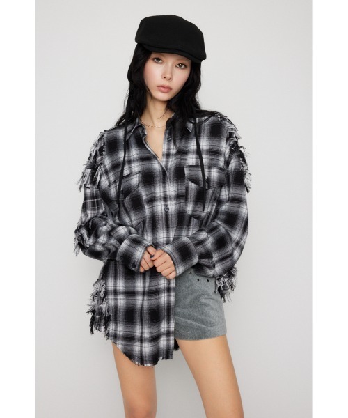 LAGUA GEM（ラグアジェム）の「CRASH CHECK シャツ（シャツ/ブラウス・レディース・ブラック/ブラウン・FREE）」の7枚目の写真