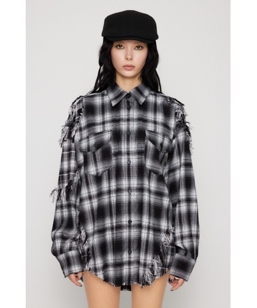 LAGUA GEM（ラグアジェム）の「CRASH CHECK シャツ（シャツ/ブラウス・レディース・ブラック/ブラウン・FREE）」の9枚目の写真