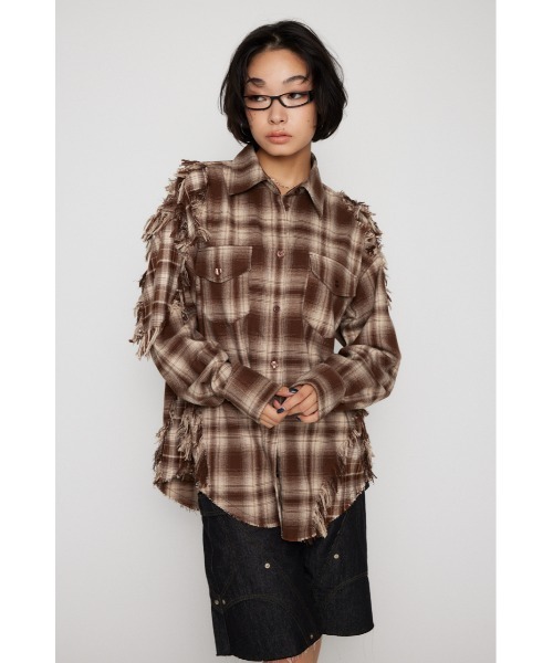 LAGUA GEM（ラグアジェム）の「CRASH CHECK シャツ（シャツ/ブラウス・レディース・ブラック/ブラウン・FREE）」の3枚目の写真