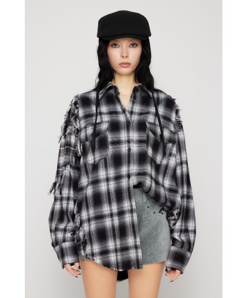 LAGUA GEM（ラグアジェム）の「CRASH CHECK シャツ（シャツ/ブラウス・レディース・ブラック/ブラウン・FREE）」の8枚目の写真