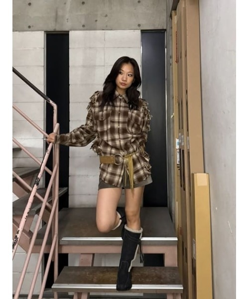 LAGUA GEM（ラグアジェム）の「CRASH CHECK シャツ（シャツ/ブラウス・レディース・ブラック/ブラウン・FREE）」の18枚目の写真