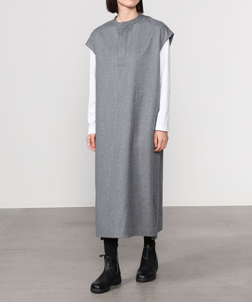 LE GLAZIK（ルグラジック）の「LE GLAZIK | ウールフランネル オーバーシャツワンピース WOMEN（ワンピース・レディース・グレー/ダークネイビー/ベージュ・36）」の13枚目の写真
