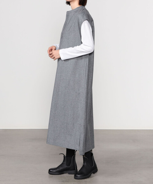 LE GLAZIK（ルグラジック）の「LE GLAZIK | ウールフランネル オーバーシャツワンピース WOMEN（ワンピース・レディース・グレー/ダークネイビー/ベージュ・36）」の15枚目の写真