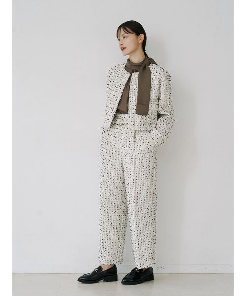 TONAL(トーナル)の「ツイードクルージャケット(ノーカラージャケット・レディース・ブラック/オフホワイト・MEDIUM)」の9枚目の写真