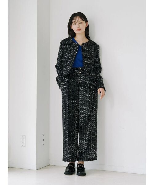 TONAL(トーナル)の「ツイードクルージャケット(ノーカラージャケット・レディース・ブラック/オフホワイト・MEDIUM)」の10枚目の写真