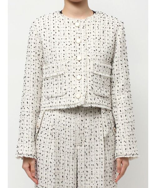 TONAL(トーナル)の「ツイードクルージャケット(ノーカラージャケット・レディース・ブラック/オフホワイト・MEDIUM)」の11枚目の写真