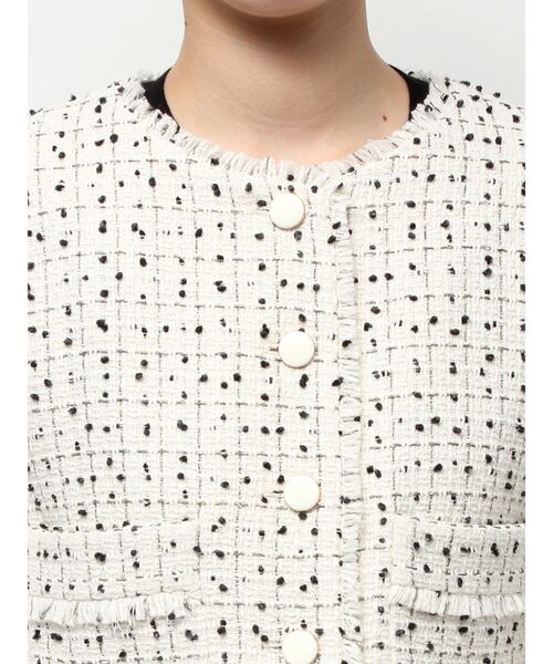 TONAL(トーナル)の「ツイードクルージャケット(ノーカラージャケット・レディース・ブラック/オフホワイト・MEDIUM)」の14枚目の写真