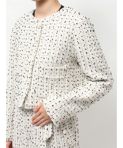 TONAL(トーナル)の「ツイードクルージャケット(ノーカラージャケット・レディース・ブラック/オフホワイト・MEDIUM)」の15枚目の写真