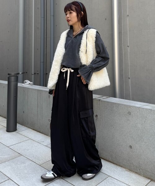 セール】【-3kg見え】静電気防止サテンカーゴパンツ（その他パンツ