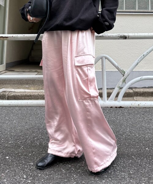 セール】【-3kg見え】静電気防止サテンカーゴパンツ（その他パンツ